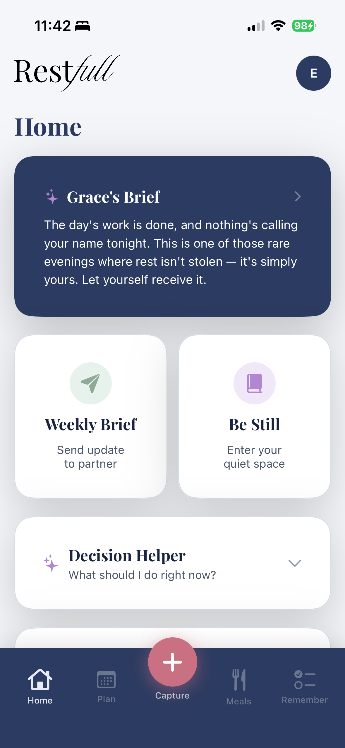 Restfull home screen